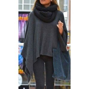 Oversized warm gray poncho